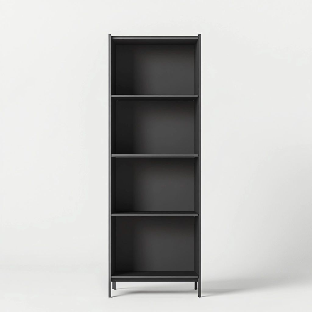 Libreria 4 Ripiani Legno MDF Rettangolare Antracite-Civerto