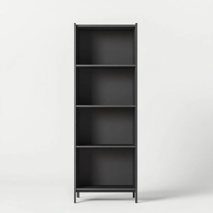 Libreria 4 Ripiani Legno MDF Rettangolare Antracite-Civerto