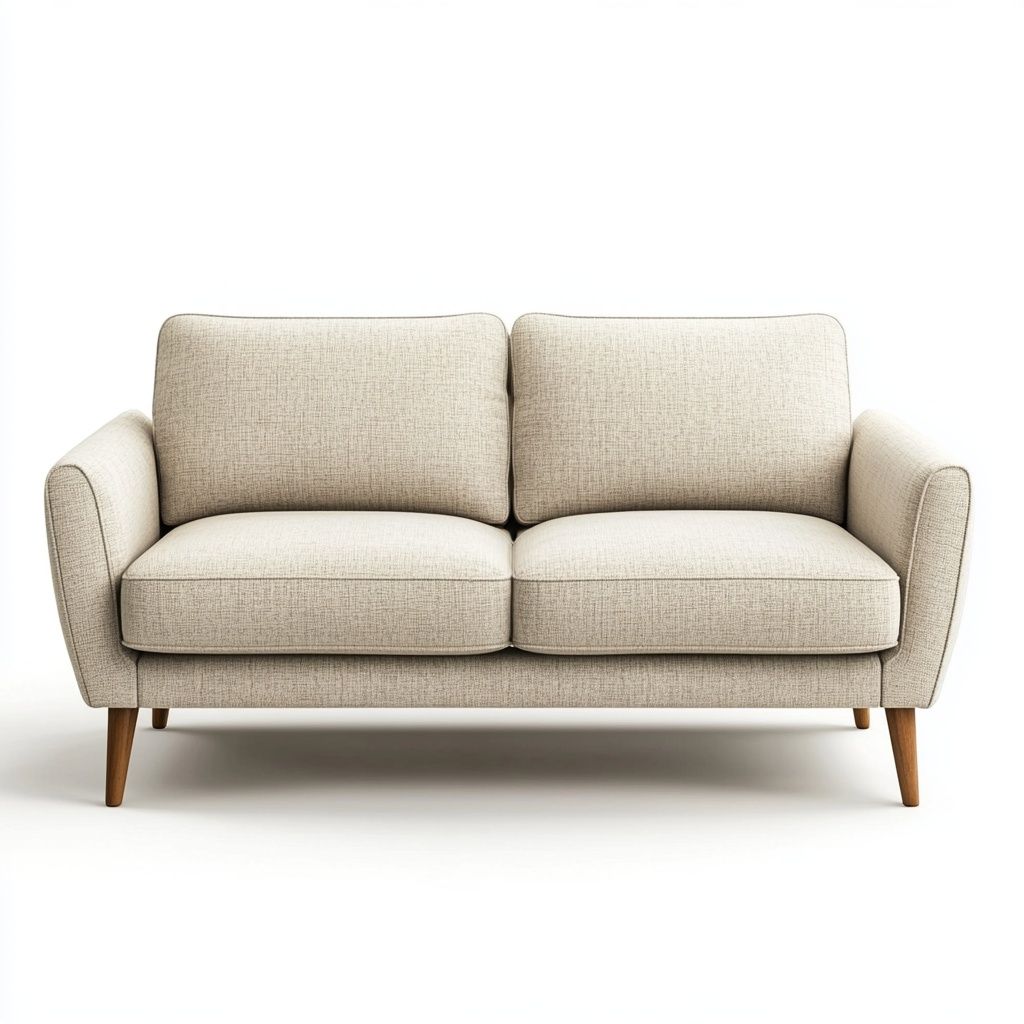 Divano 2 Posti Tessuto Beige Moderno 150x80x85 cm-Civerto