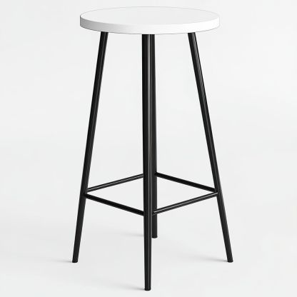 Sgabello Alto Rotondo Metallo Nero/Piano Bianco 100cm-Civerto