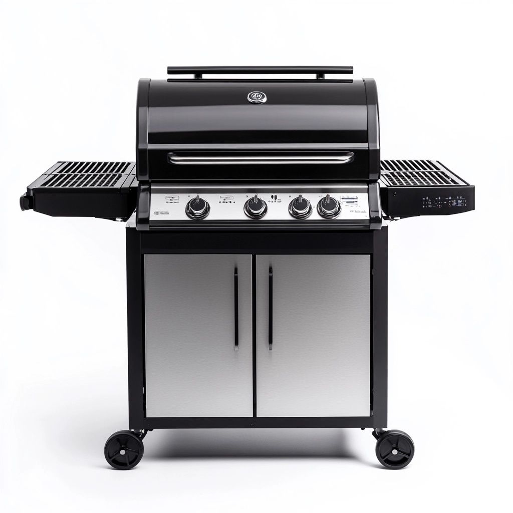 Barbecue a gas 4 Fuochi Acciaio Inox Nero-Civerto