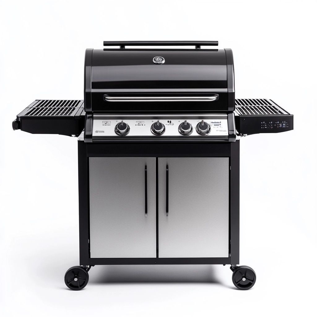 Barbecue a gas 4 Fuochi Acciaio Inox Nero-Civerto