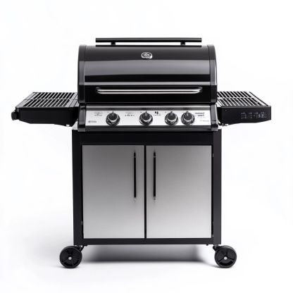 Barbecue a gas 4 Fuochi Acciaio Inox Nero-Civerto