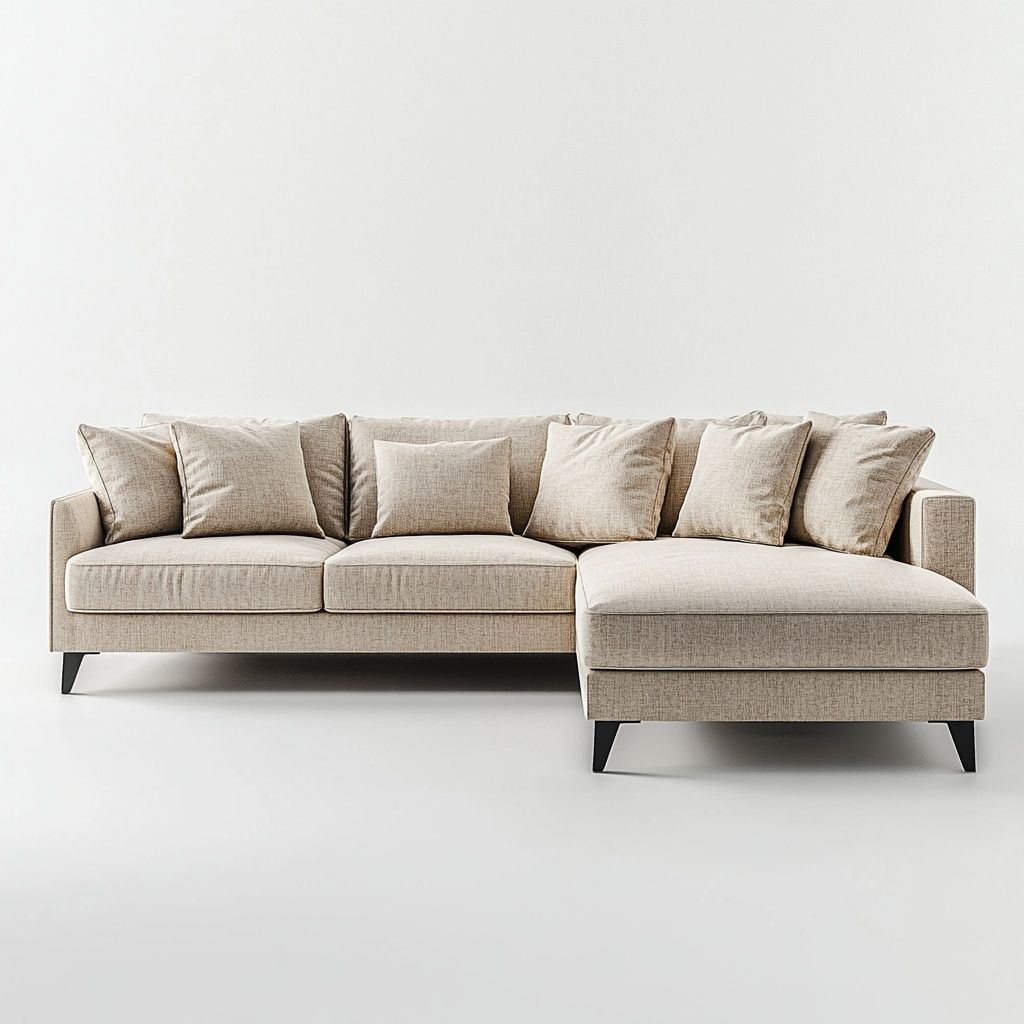 Divano angolare crema tessuto lino 3 posti confortevole-Civerto