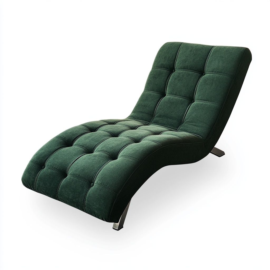 Chaise longue in velluto testurizzato 170x90 cm forma ondulata verde-Civerto