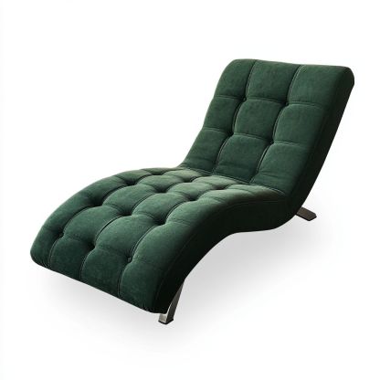 Chaise longue in velluto testurizzato 170x90 cm forma ondulata verde-Civerto