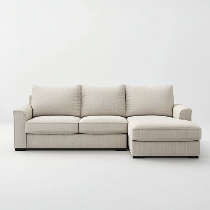 Divano ad Angolo in Tessuto Beige Forma L-Civerto