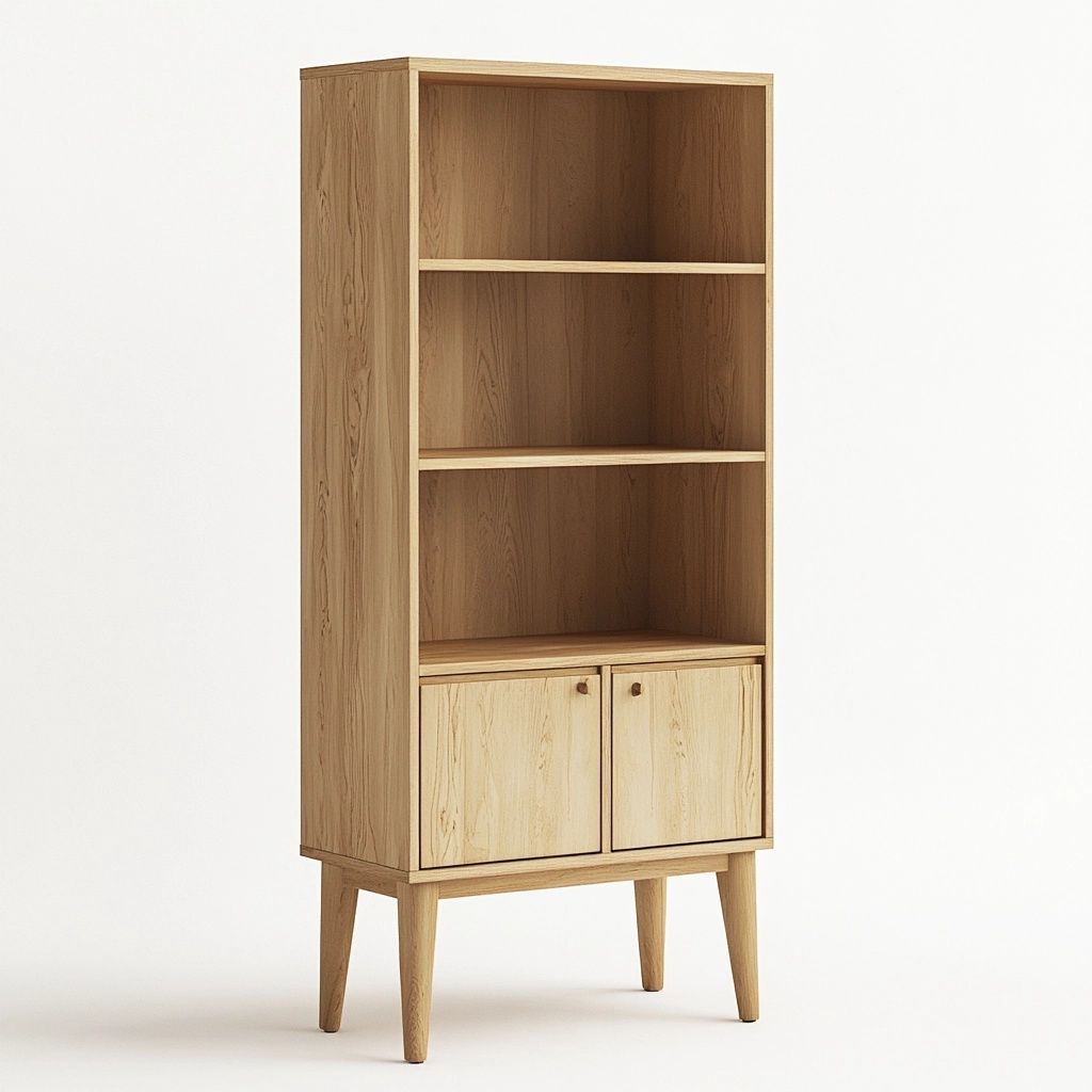 Libreria in Legno di Rovere con Ripiani e Ante 180x80x35 cm Naturale-Civerto