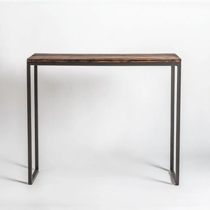 Tavolo Consolle Legno Massello Metallo Rettangolare Naturale/Nero-Civerto
