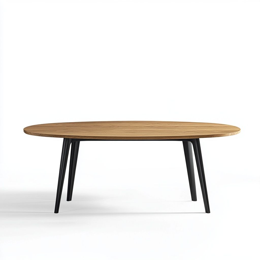 Tavolo Ovale in Legno Tavolo da Pranzo 200x100 cm Legno di Quercia/Nero-Civerto