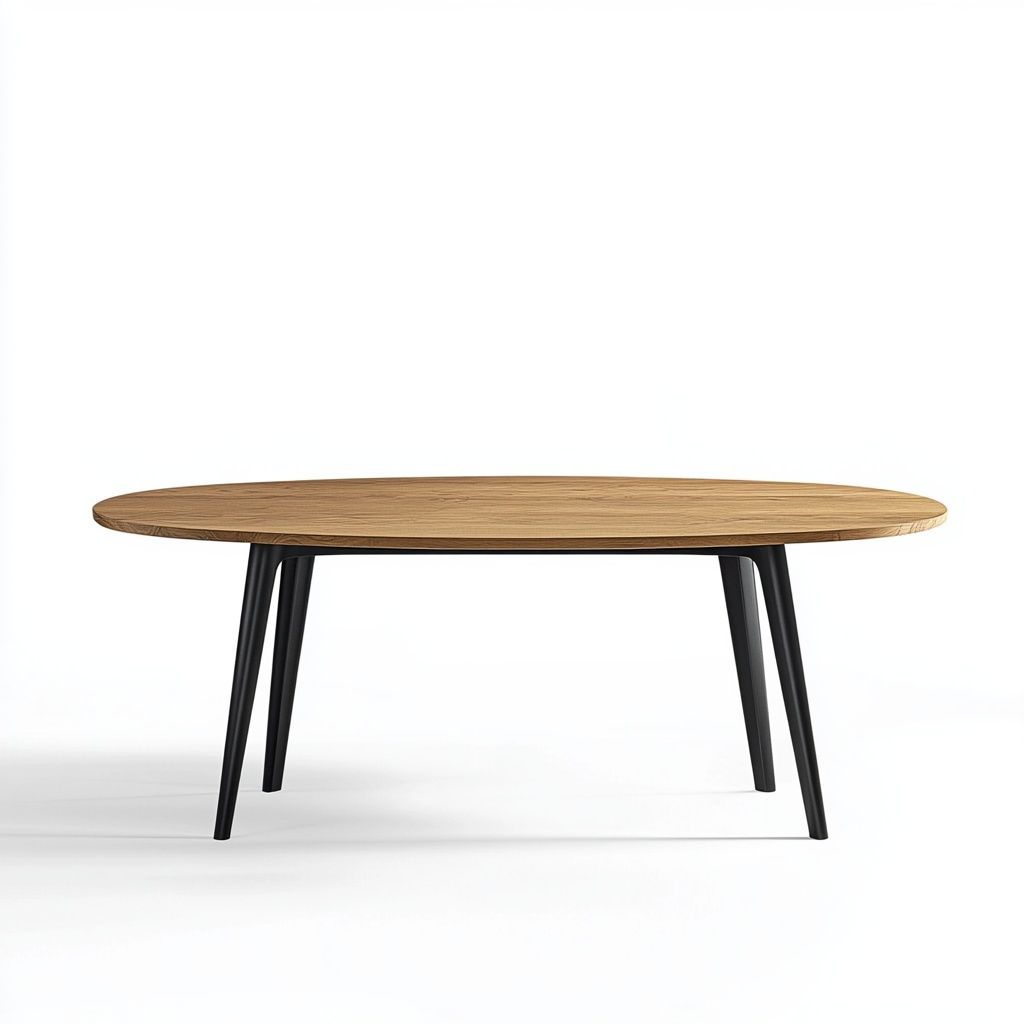 Tavolo Ovale in Legno Tavolo da Pranzo 200x100 cm Legno di Quercia/Nero-Civerto