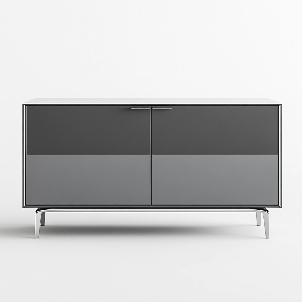 Credenza Grigio Metallo 2 Ante Rettangolare-Civerto