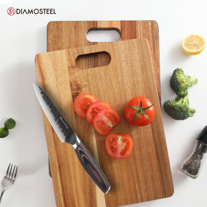 Diamosteel Utility Knife - 5-Inch Professional Kitchen Utility Knife - Hammered Black Oxide Blade Japanese 9CR18MOV High Carbon Stainless Steel - Ergonomic Pakkawood Handle with Present Box