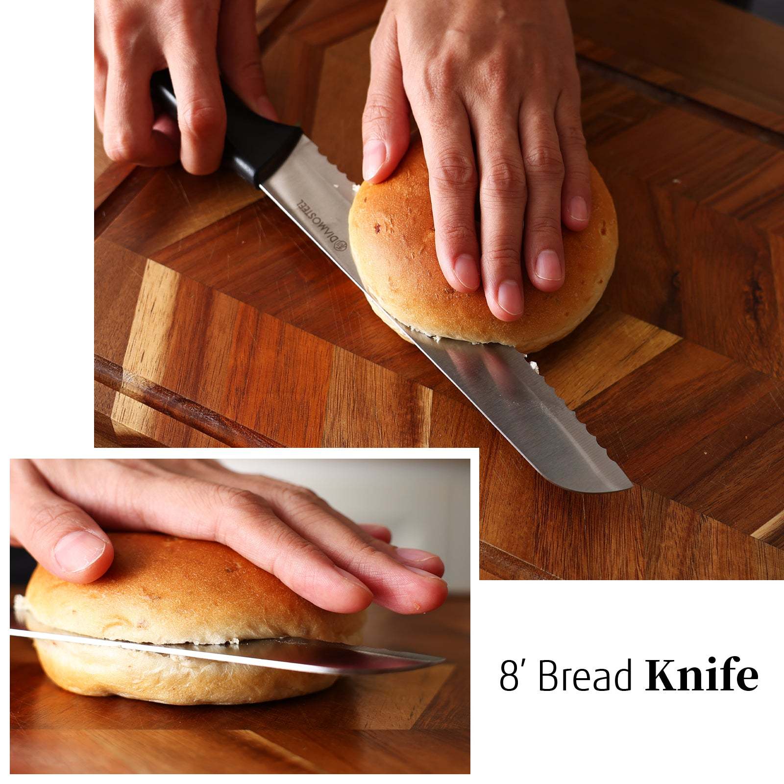 Black Knife Set with Block, 7 Pieces Sharp Knife Block Set with Stainless Steel Blade and Ergonomic Handle, Chef, Slicing, Bread, Utility, Paring Knife, Kitchen Scissors and Wooden Block