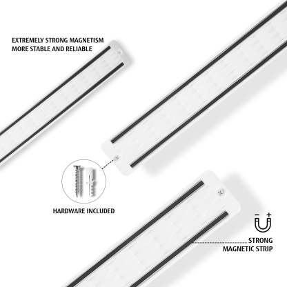 Diamosteel Kitchen Knife Set, 6PCS Knives Set for Kitchen with Knife Magnetic Strip, High Carbon Stainless Steel Chef Knife Set with Magnetic Knife Holder for Wall - White