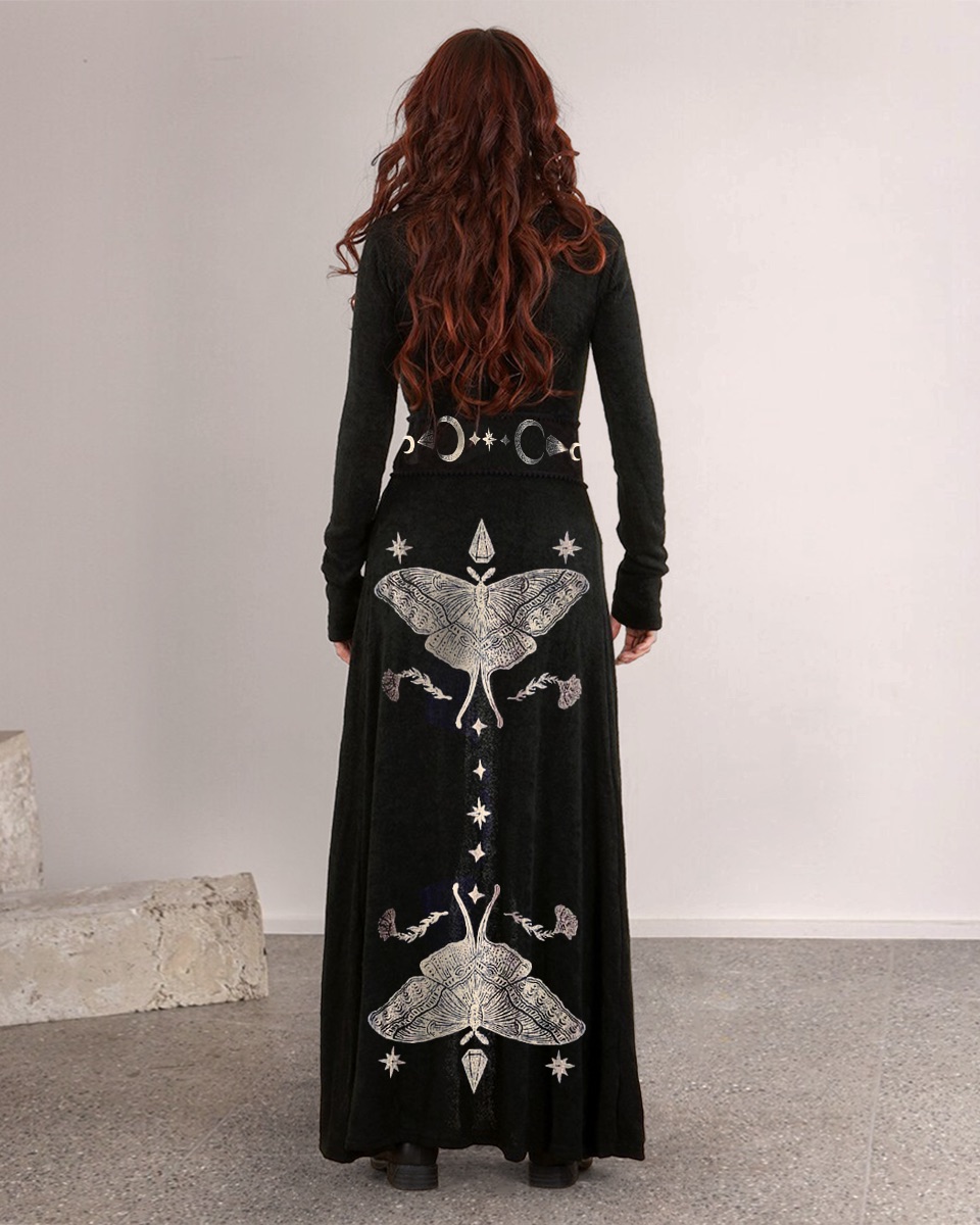 Ancient Luna Butterfly Fairy Pattern Print Cardigan Dress