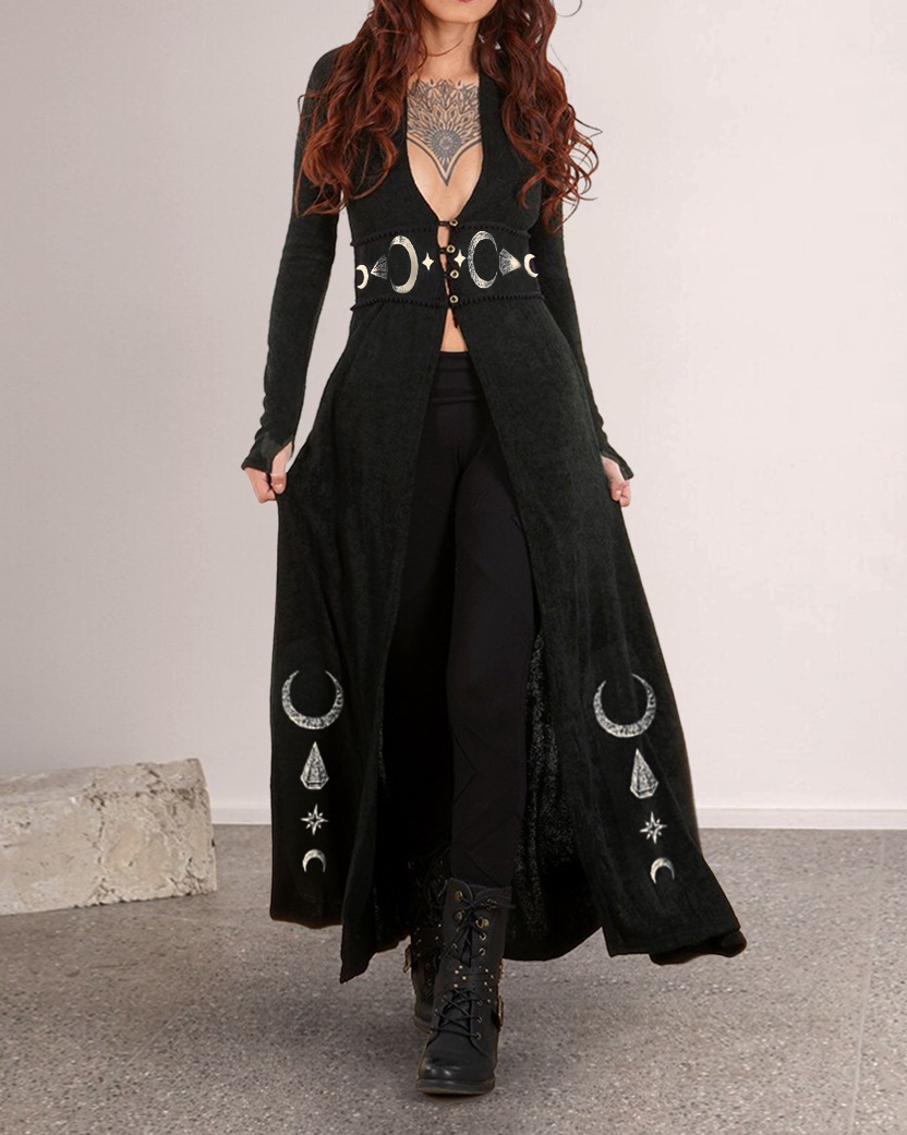 Ancient Luna Butterfly Fairy Pattern Print Cardigan Dress