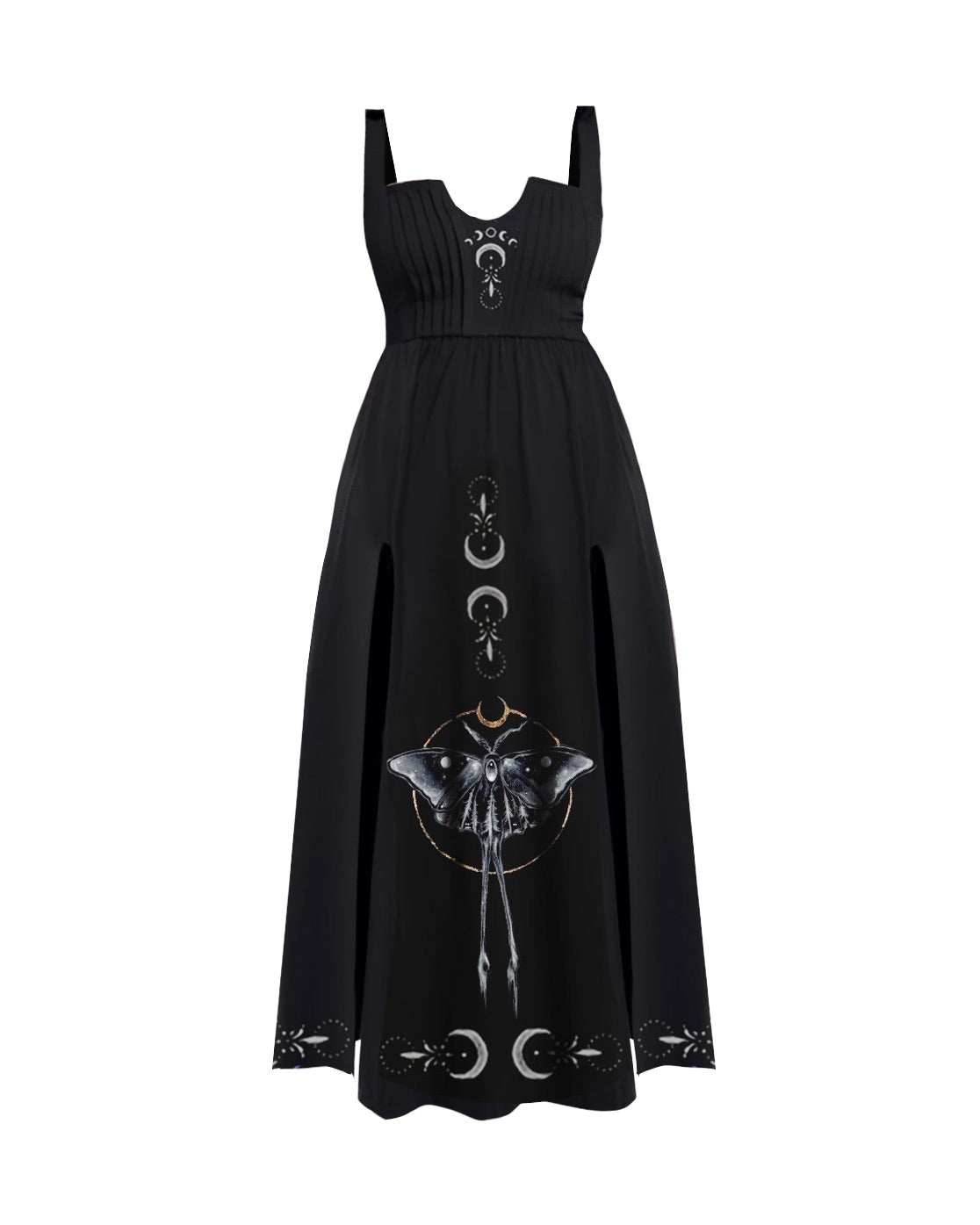 Ancient Luna Butterfly Fairy  Pattern Print Halter Slit Dress