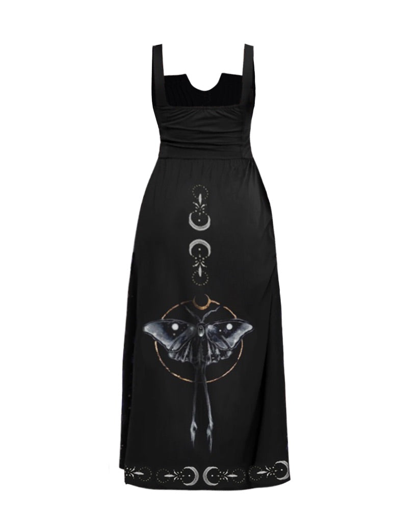 Ancient Luna Butterfly Fairy  Pattern Print Halter Slit Dress