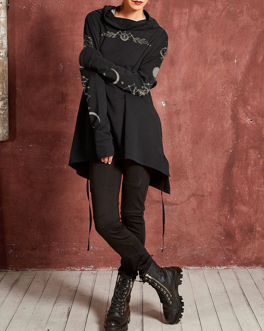 Ancient Moon Goddess Pattern Print Thickened Sweatshirt