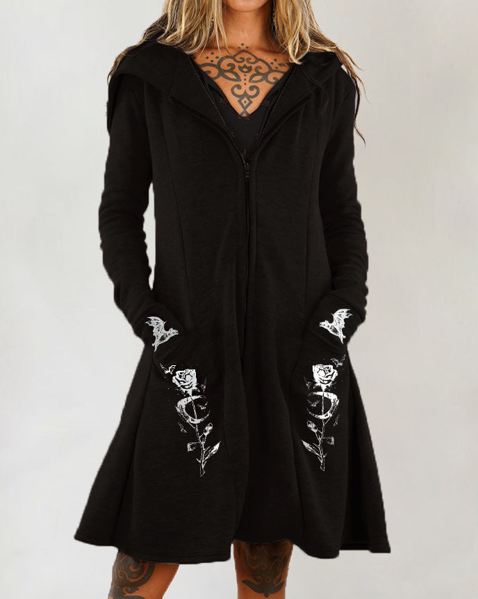 Batman and Magic Rose Print Sweatshirt Cardigan Coat