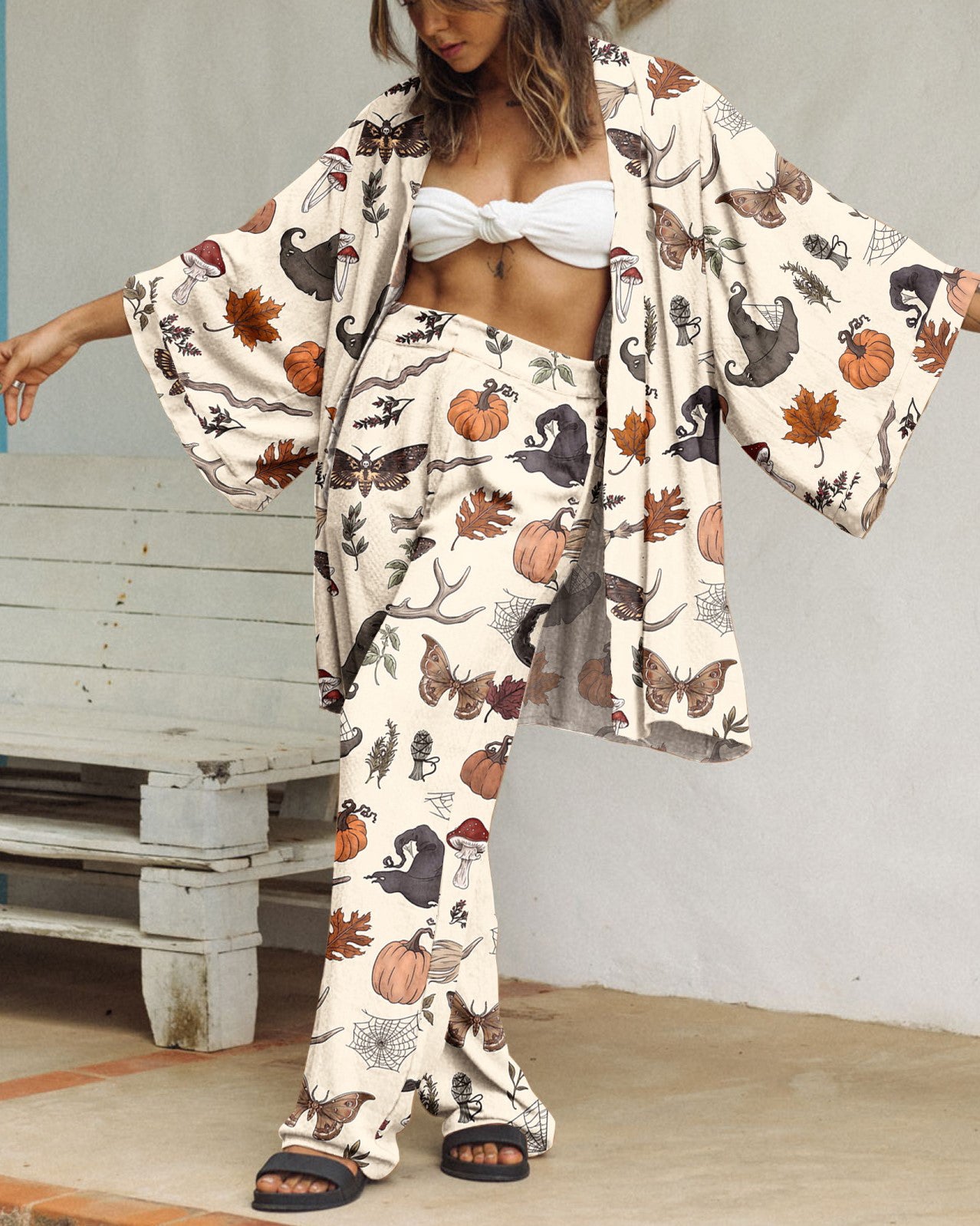 Witchery Things Funny Printed Kimono Casual Set