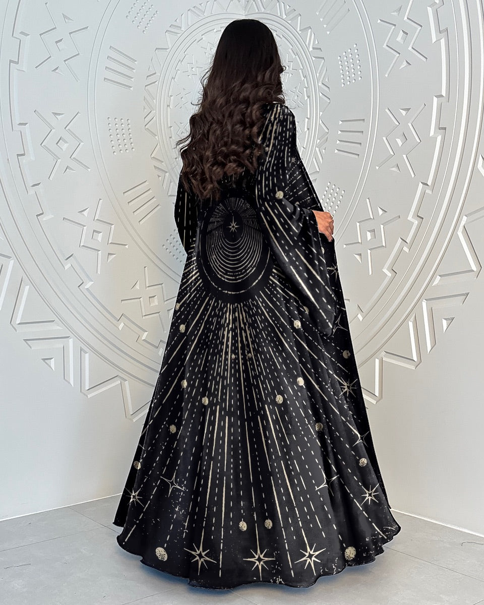 Moon Goddess Shining Starry of Galaxy Printed Witchy Cardigan