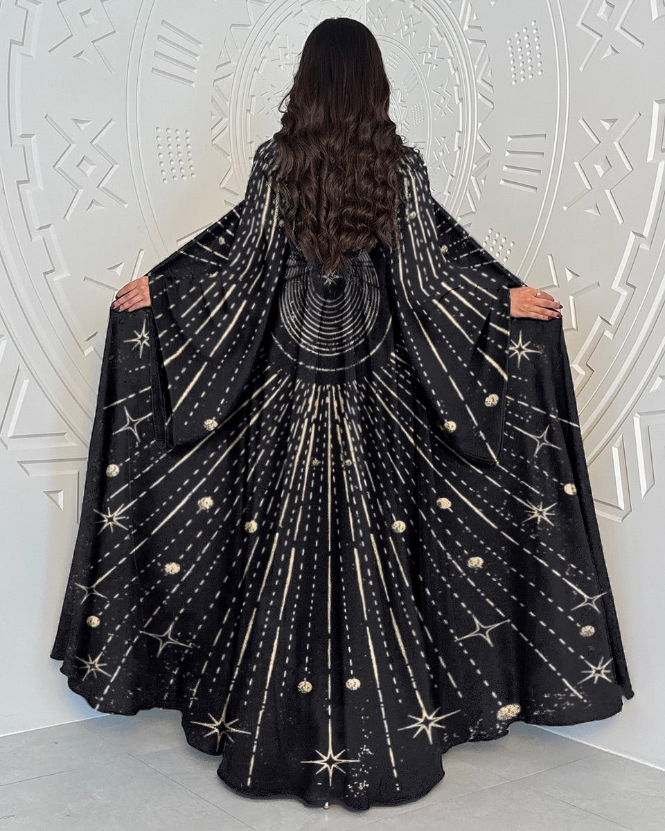 Moon Goddess Shining Starry of Galaxy Printed Witchy Cardigan