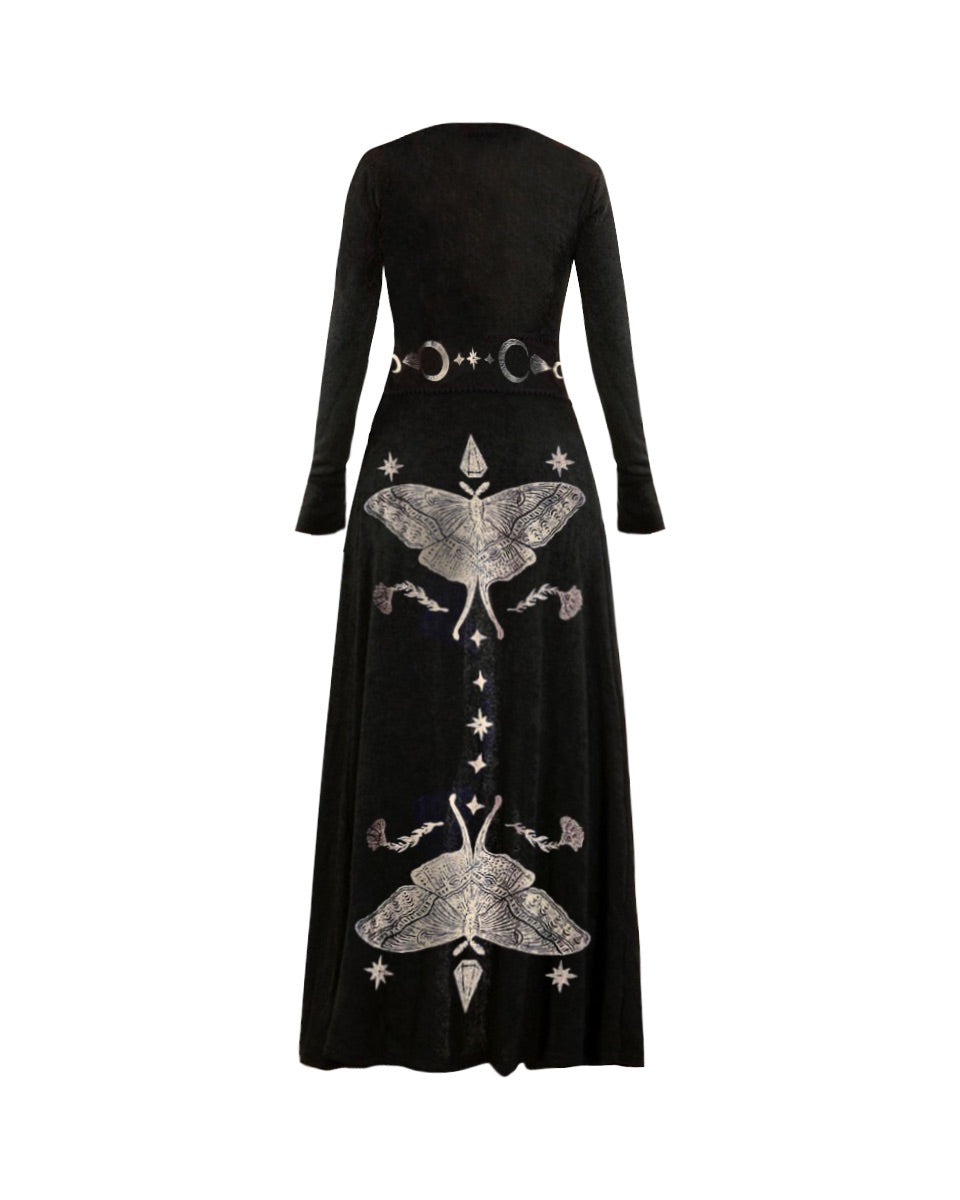 Ancient Luna Butterfly Fairy Pattern Print Cardigan Dress