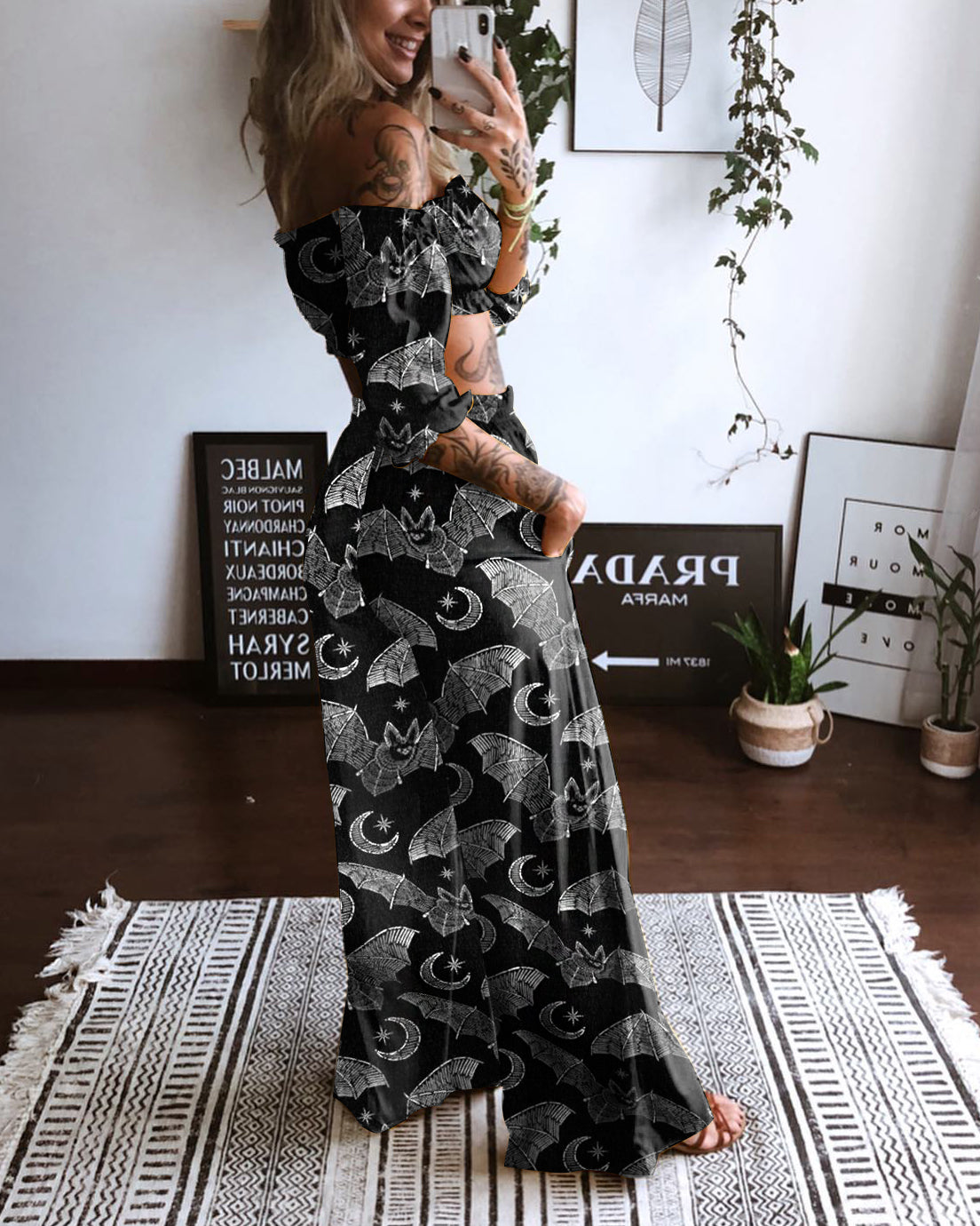 Moon And Bat Elves Dancing Print Two-Piece Set