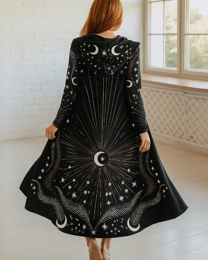 Solar Luna Lighting Universe Printed Hoodie Cardigan Dress