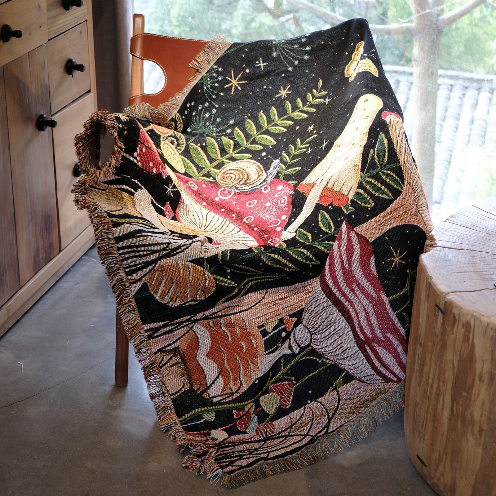 Red Mushrooms Forest Wonderland Printed Blanket