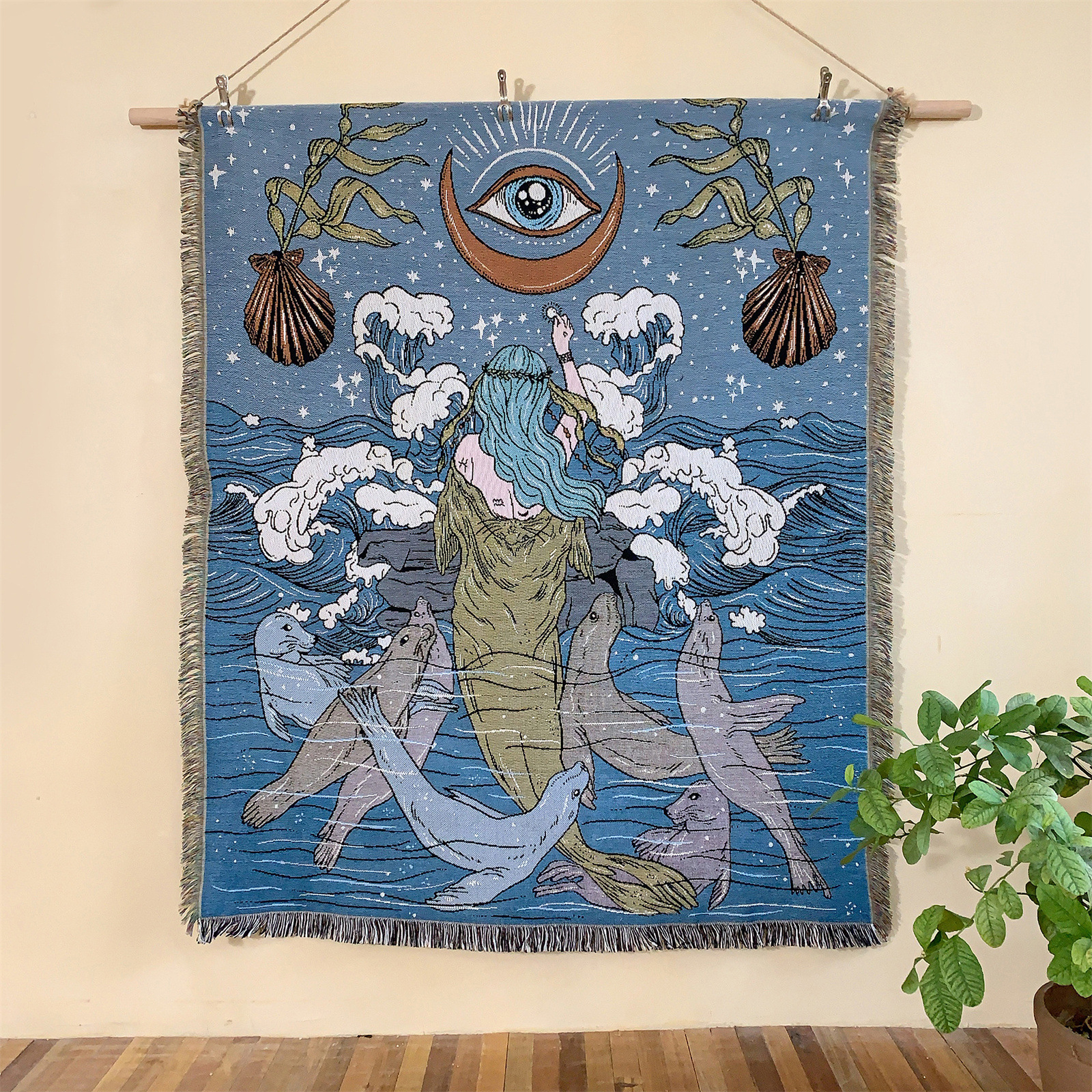 Sea Nymphs And Seals Shell Ocean Printed Blanket