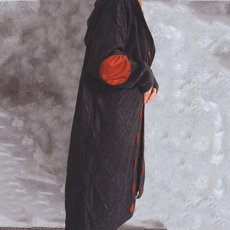 Hollow Stitching Casual Style Hooded Cardigan Sweater