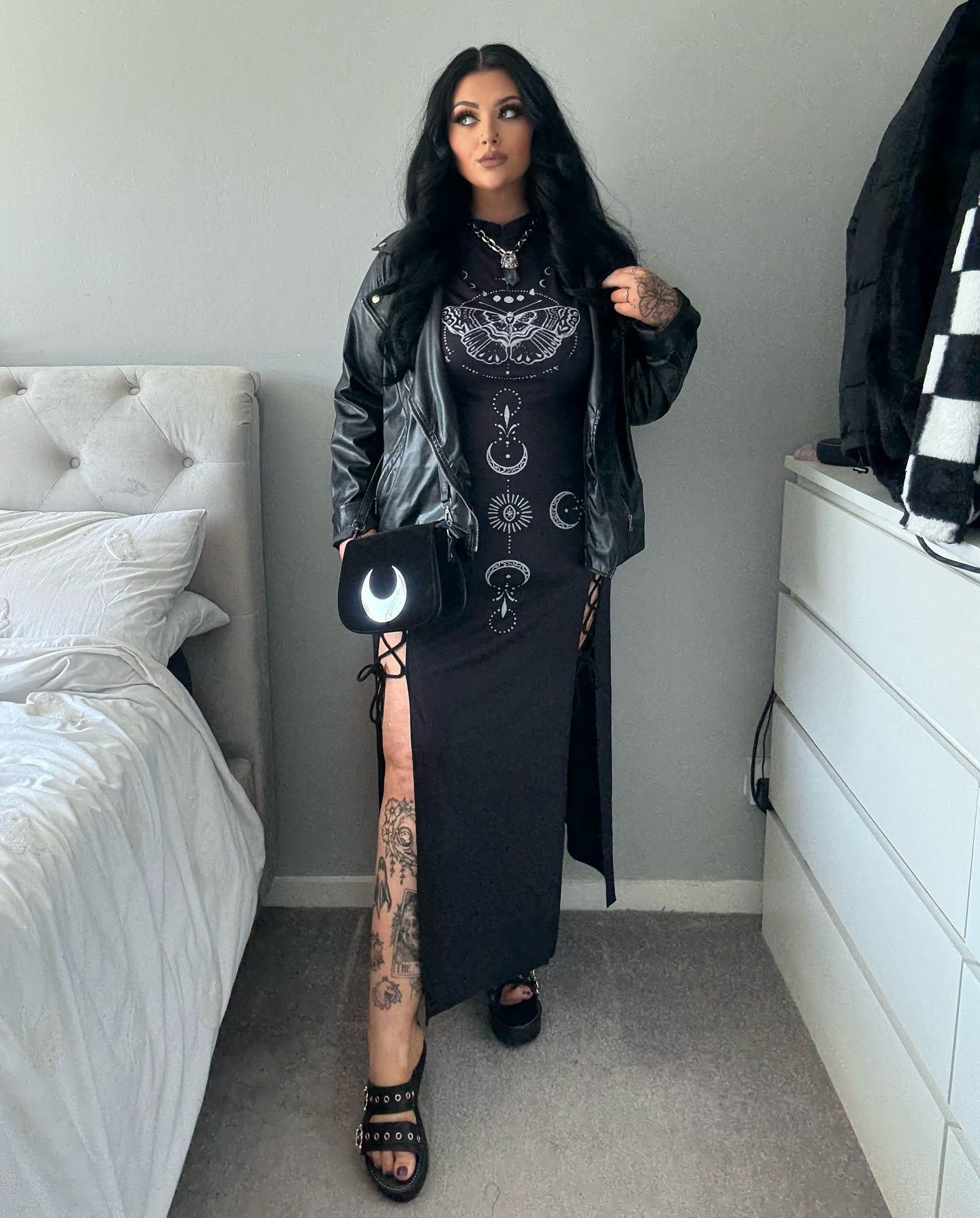 Ancient Luna Butterfly Fairy Print Slit Tie Dress