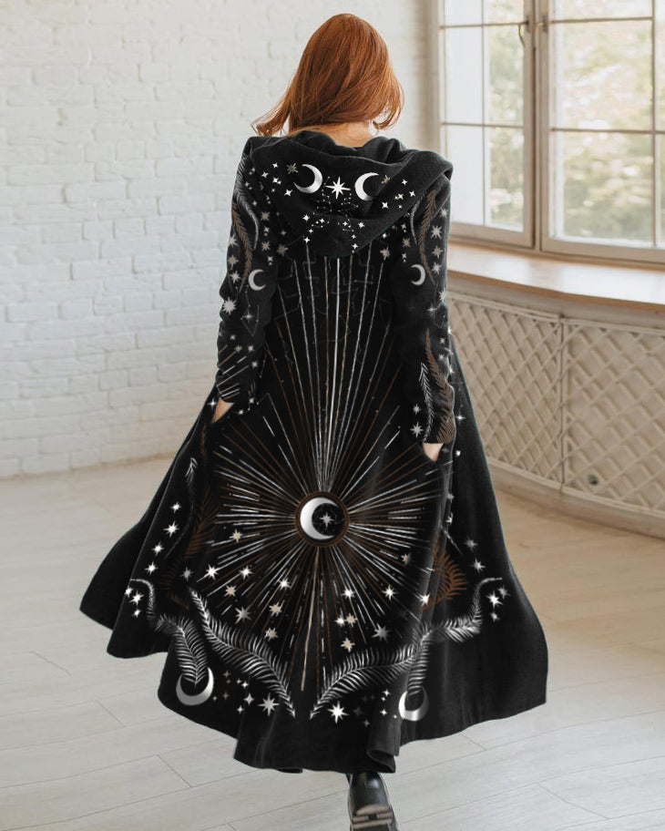Solar Luna Lighting Universe Printed Hoodie Cardigan Dress
