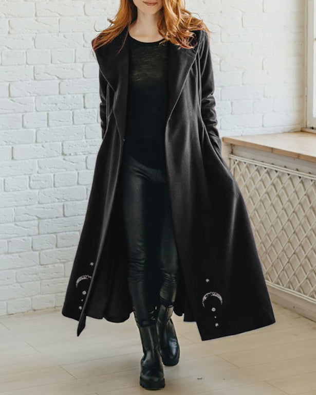 Death Deer Skull Moon Phase Printed Hoodie Coat Dress