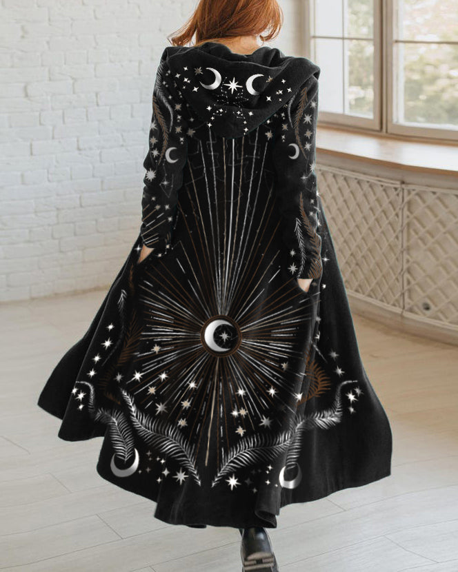 Solar Luna Lighting Universe Printed Hoodie Cardigan Dress