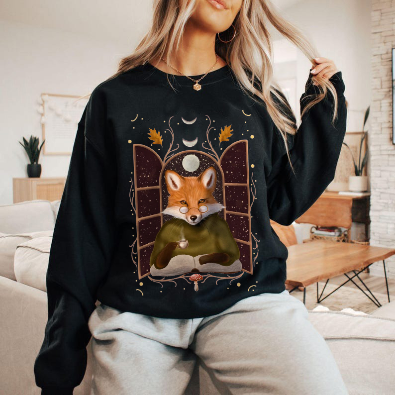 Forest Fox‘s Cottage Life Printed Casual Sweatshirt
