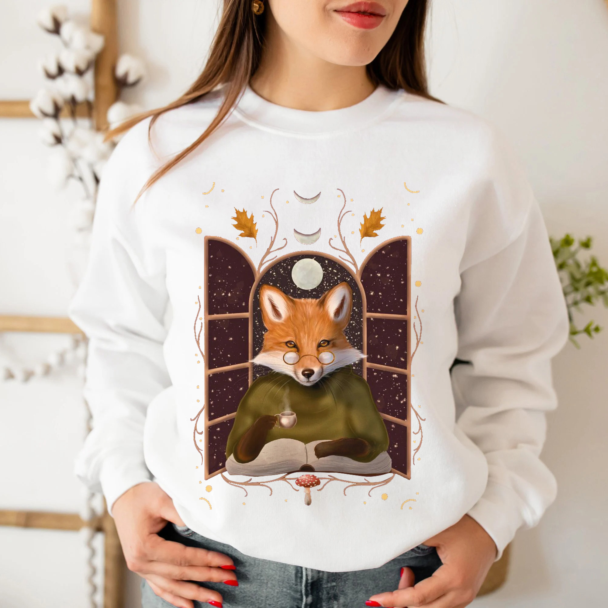 Forest Fox‘s Cottage Life Printed Casual Sweatshirt