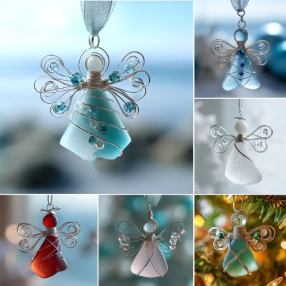 🌊Handmade Sea Glass Angel Ornament