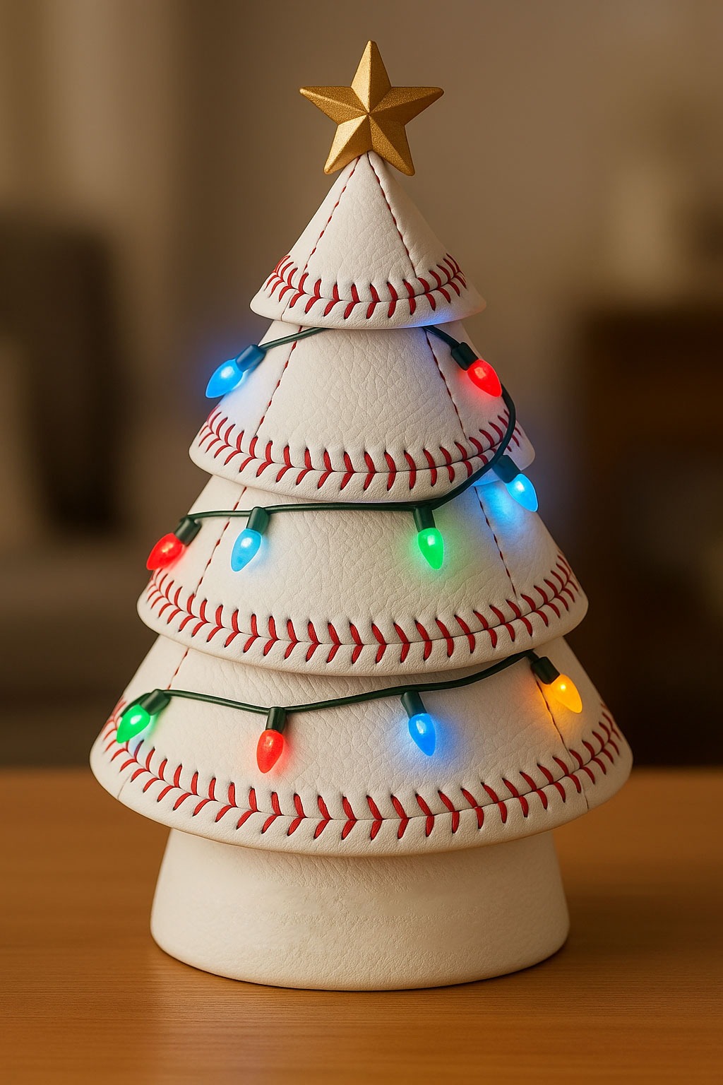 Handcrafted Leather Baseball Christmas Tree Limited Edition