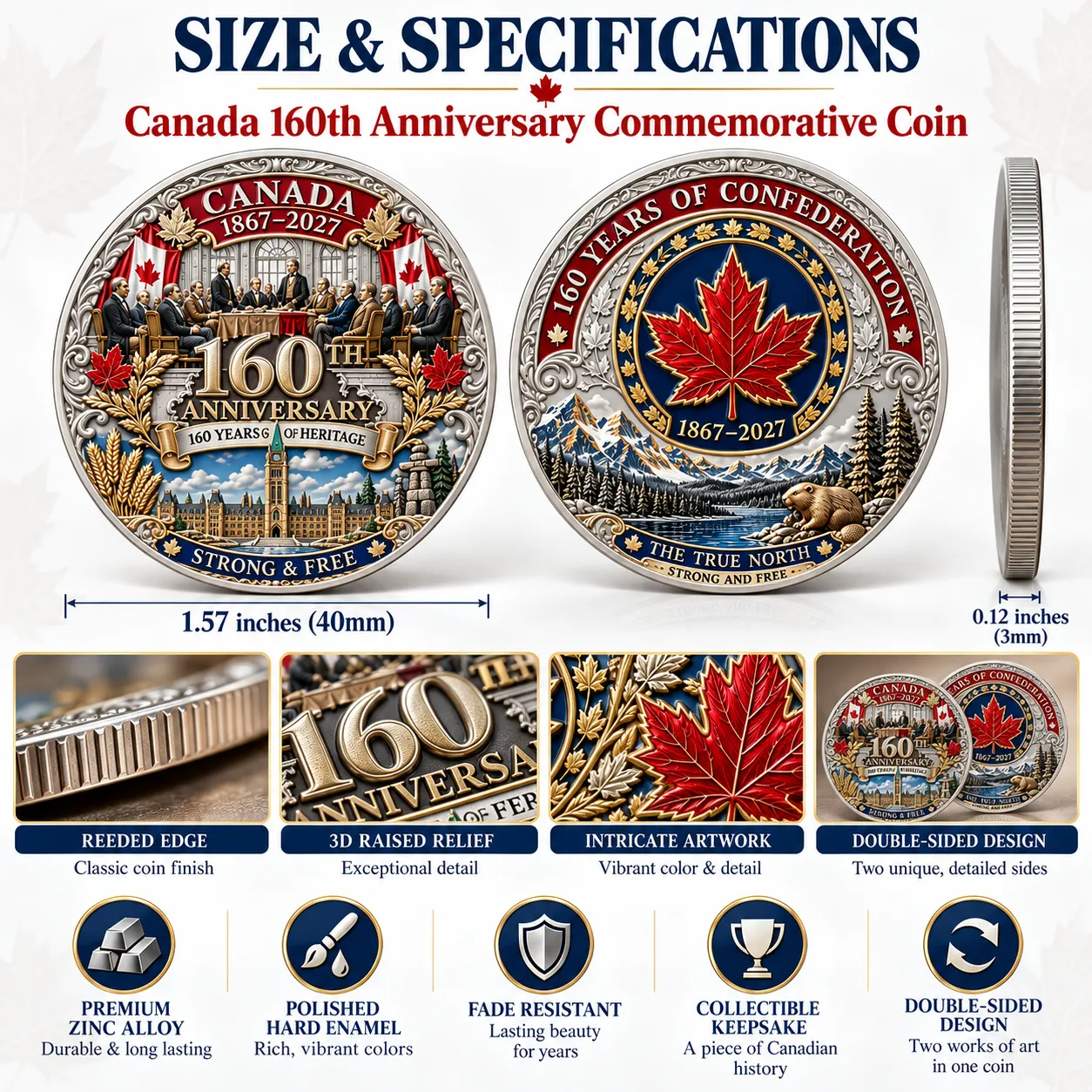 Canada 160th Anniversary Commemorative Challenge Coin