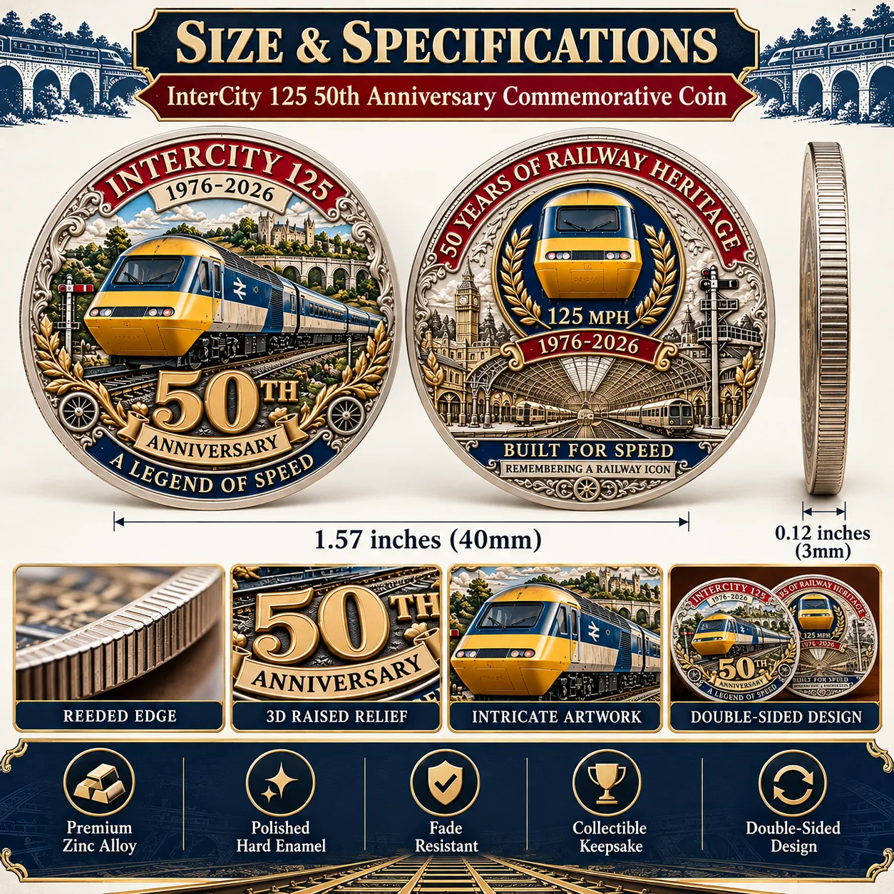  InterCity 125 50th Anniversary Commemorative Challenge Coin