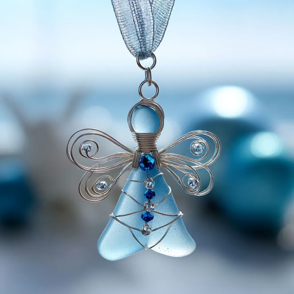 🌊Handmade Sea Glass Angel Ornament
