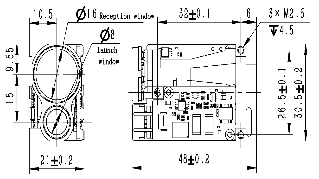 1535nm eye-safe laser rangefinder module 4km LRF0405C
