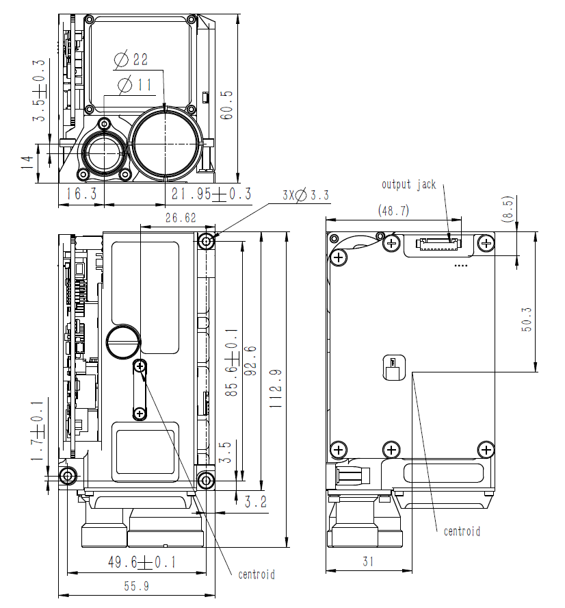 LDR40K1 laser rangefinder/designator measures