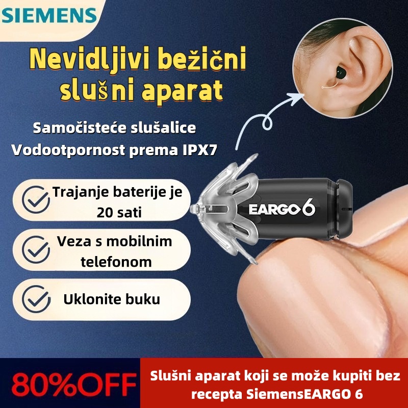 Siemens EARGO 7 OTC sluchadlo: neviditelné, dobíjecí, flexibilní CIC, schváleno FDA.