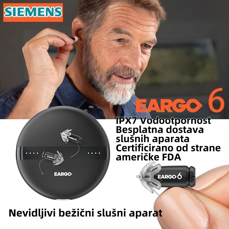 Siemens EARGO 7 OTC sluchadlo: neviditelné, dobíjecí, flexibilní CIC, schváleno FDA.