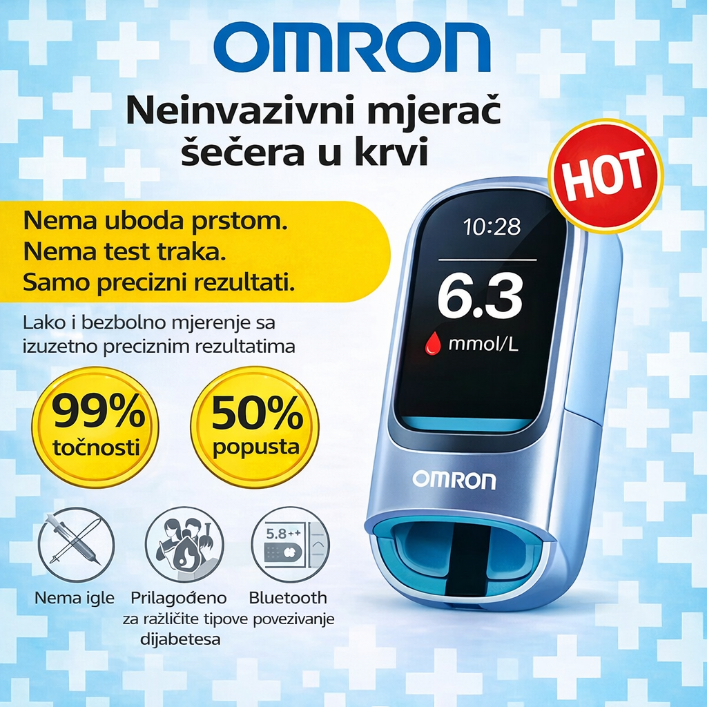 🔥 Nema više igala i boli! | Omron™ neinvazivni mjerač glukoze u krvi – Jednostavno i točno praćenje šećera u krvi, gdje god se nalazili 🔥